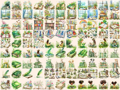Spring Books Watercolor Clipart book clipart - Wonders Artist