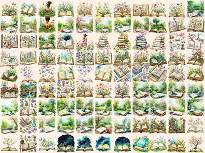 Spring Books Watercolor Clipart book clipart - Wonders Artist