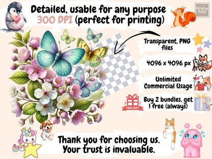 Spring Butterflies (P1) Clipart boho butterfly - Wonders Artist