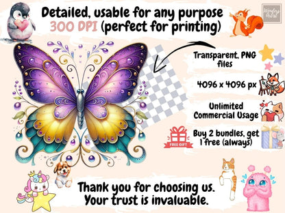 Spring Butterflies (P2) Clipart boho butterfly - Wonders Artist