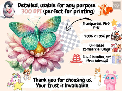 Spring Butterflies (P3) Clipart boho butterfly - Wonders Artist