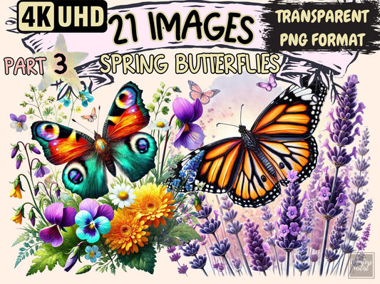 Spring Butterflies (P3) Clipart - High - Quality Instant Digital Download for Creative Projects