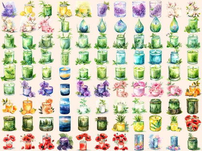 Spring Candles Watercolor Clipart beautiful candle art - Wonders Artist