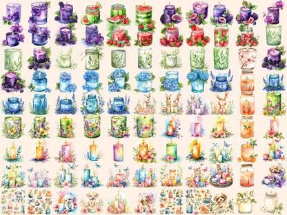 Spring Candles Watercolor Clipart beautiful candle art - Wonders Artist
