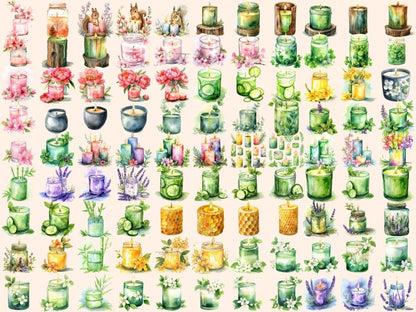 Spring Candles Watercolor Clipart beautiful candle art - Wonders Artist