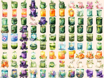 Spring Candles Watercolor Clipart beautiful candle art - Wonders Artist