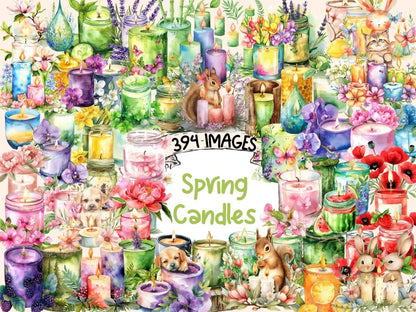 Spring Candles Watercolor Clipart beautiful candle art - Wonders Artist