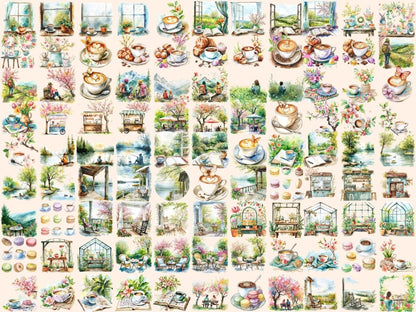 Spring Coffee Watercolor Clipart cafe clipart - Wonders Artist