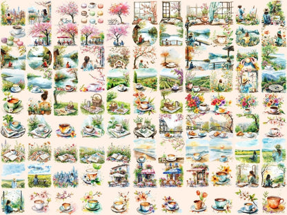 Spring Coffee Watercolor Clipart cafe clipart - Wonders Artist