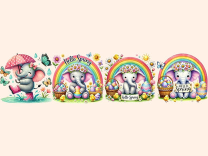 Spring Elephants Clipart baby elephant art bunny elephant png cute elephant png - WondersArtist