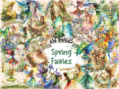 Spring Fairies Watercolor Clipart fairies graphics - Wonders Artist