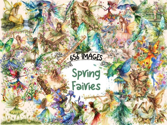 Spring Fairies Watercolor Clipart fairies graphics - Wonders Artist