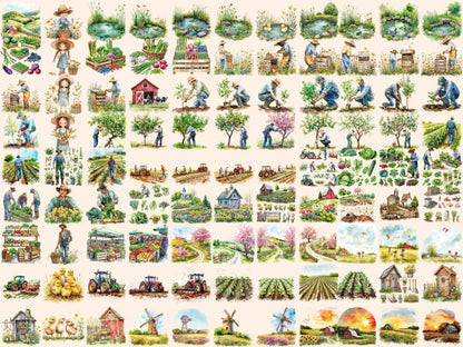 Spring Farm Watercolor Clipart farm animals png - Wonders Artist