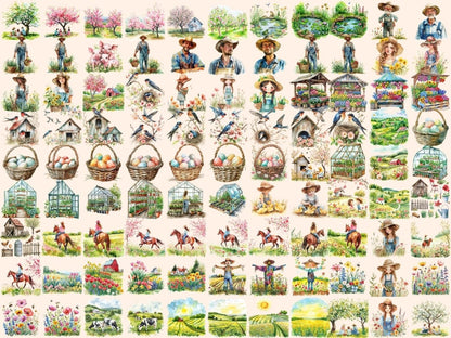 Spring Farm Watercolor Clipart farm animals png - Wonders Artist