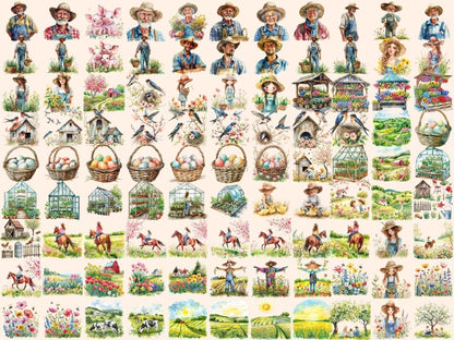 Spring Farm Watercolor Clipart farm animals png - Wonders Artist