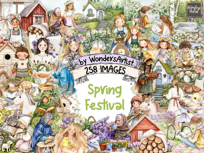 Spring Festival Watercolor Clipart festival clipart floral festival png garden party png - WondersArtist