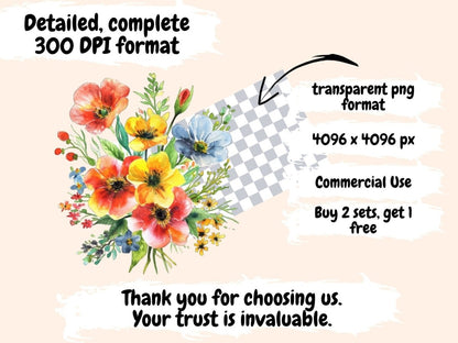 Spring Flowers Watercolor Clipart floral clipart - Wonders Artist