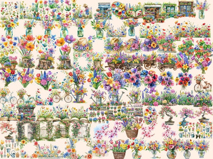 Spring Flowers Watercolor Clipart floral clipart - Wonders Artist