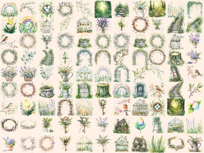 Spring Foliage Watercolor Clipart botanical clipart - Wonders Artist