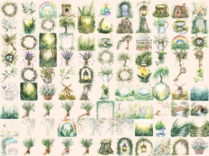 Spring Foliage Watercolor Clipart botanical clipart - Wonders Artist