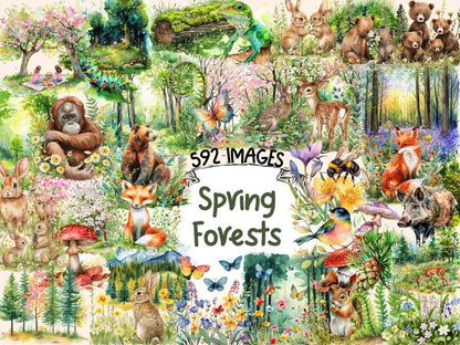 Spring Forests Watercolor Clipart forest clipart - Wonders Artist