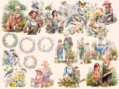 Spring Garden Watercolor Clipart gardeing clipart - Wonders Artist