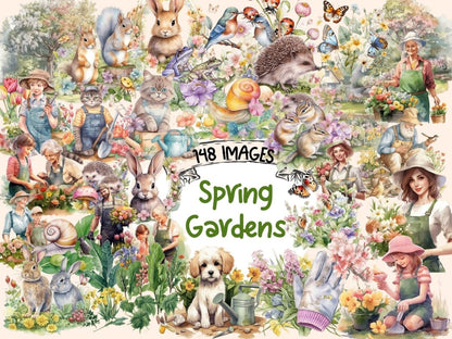 Spring Garden Watercolor Clipart gardeing clipart - Wonders Artist