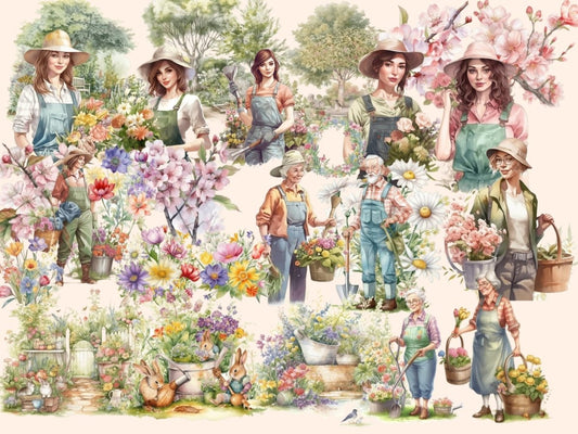 Spring Garden Watercolor Clipart