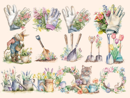 Spring Garden Watercolor Clipart gardeing clipart - Wonders Artist