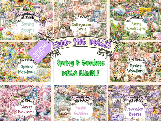 Spring & Gardens MEGA Clipart - High - Quality Instant Digital Download for Creative Projects