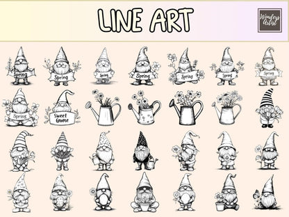 Spring Gnomes Cardmaking Clipart cardmaking clipart - Wonders Artist