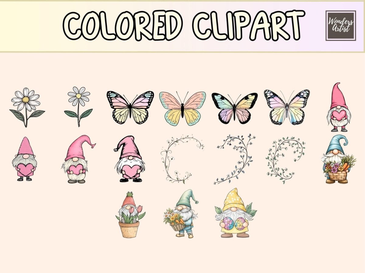 Spring Gnomes Cardmaking Clipart cardmaking clipart - Wonders Artist
