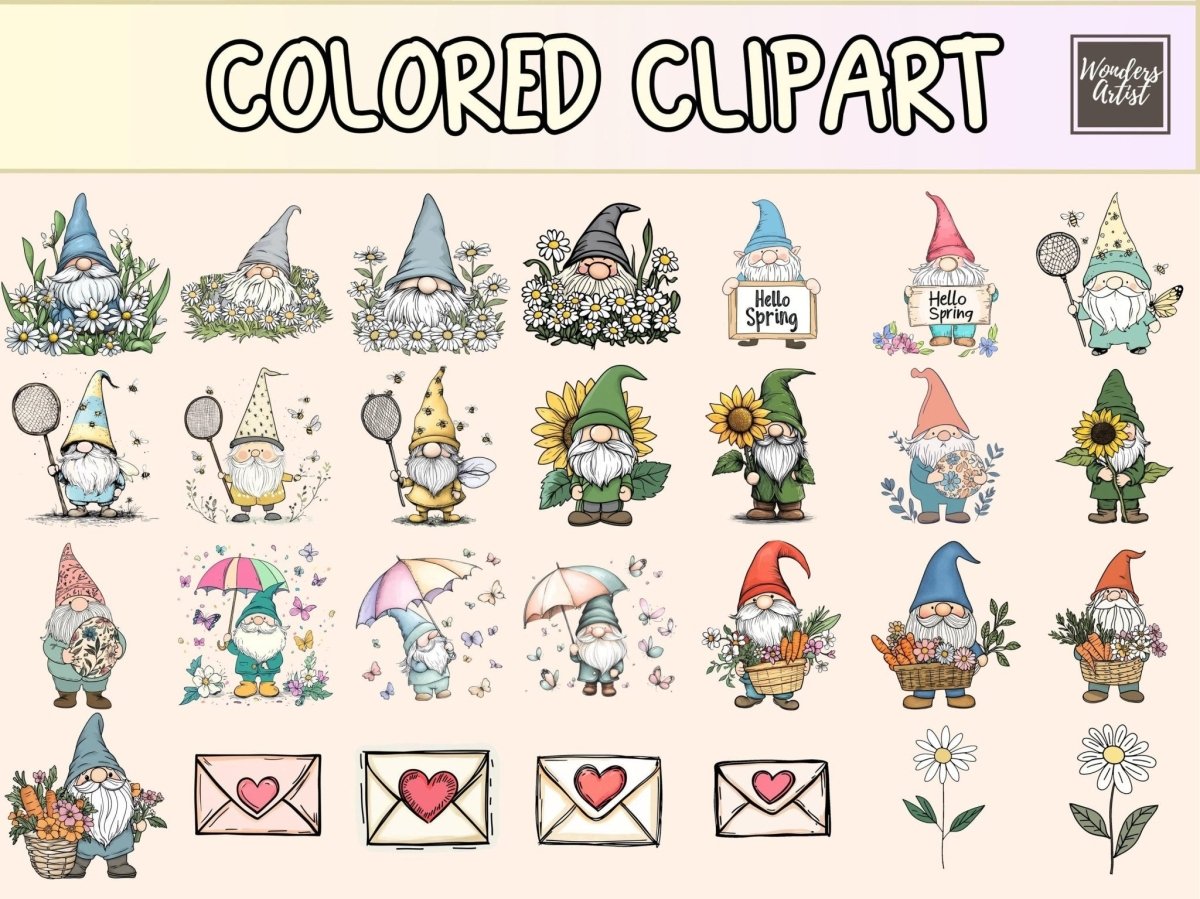 Spring Gnomes Cardmaking Clipart cardmaking clipart - Wonders Artist