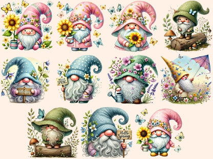 Spring Gnomes (P2) Clipart cute gnome art - Wonders Artist