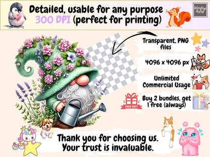 Spring Gnomes (P2) Clipart cute gnome art - Wonders Artist