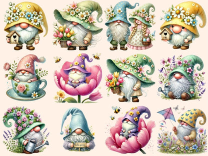 Spring Gnomes (P2) Clipart cute gnome art - Wonders Artist