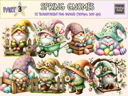 Spring Gnomes (P3) Clipart cute gnome art - Wonders Artist