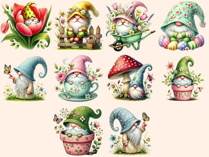 Spring Gnomes (P3) Clipart cute gnome art - Wonders Artist