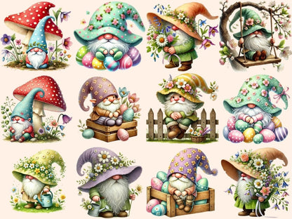 Spring Gnomes (P3) Clipart cute gnome art - Wonders Artist