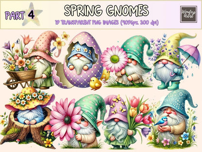 Spring Gnomes (P4) Clipart cute gnome art - Wonders Artist
