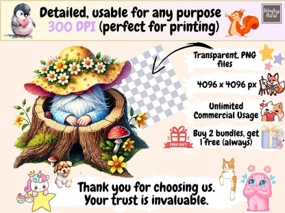Spring Gnomes (P4) Clipart cute gnome art - Wonders Artist