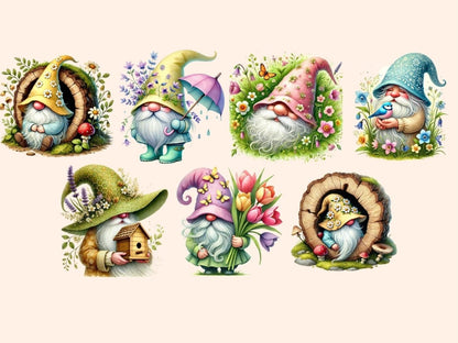 Spring Gnomes (P4) Clipart cute gnome art - Wonders Artist