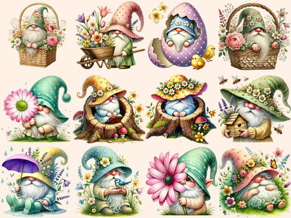 Spring Gnomes (P4) Clipart cute gnome art - Wonders Artist