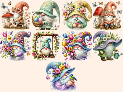 Spring Gnomes (P5) Clipart cute gnome art - Wonders Artist