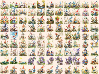 Spring Gnomes Watercolor Clipart cute gnome clipart - Wonders Artist