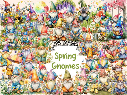 Spring Gnomes Watercolor Clipart cute gnome clipart - Wonders Artist