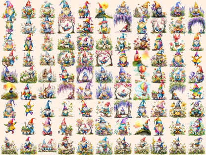 Spring Gnomes Watercolor Clipart cute gnome clipart - Wonders Artist
