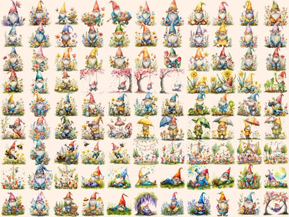 Spring Gnomes Watercolor Clipart cute gnome clipart - Wonders Artist