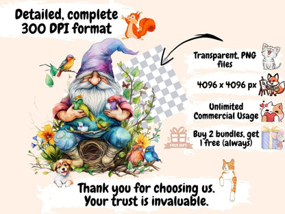 Spring Gnomes Watercolor Clipart cute gnome clipart - Wonders Artist