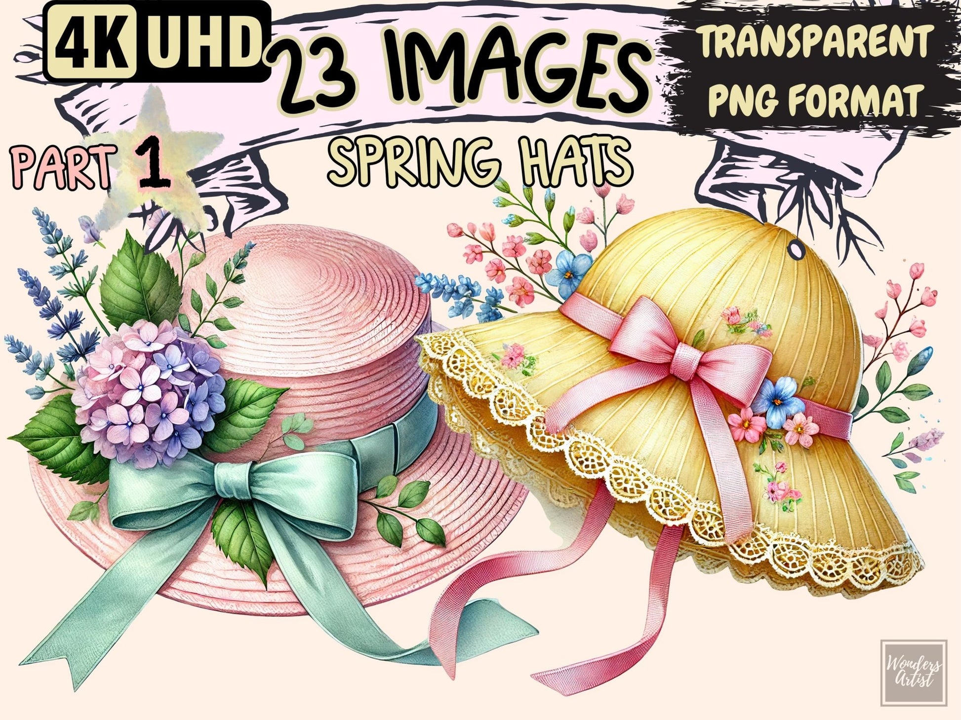 Spring Hats Clipart - High - Quality Instant Digital Download for Creative Projects